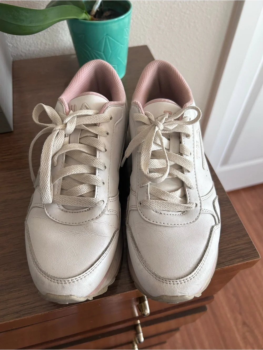 FILA White and Pink Women's Platform Sneakers